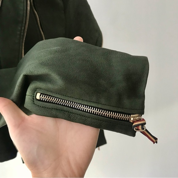 Jerome Dreyfusss Green Leather Fall Military Biker Jacket - Picture 8 of 8